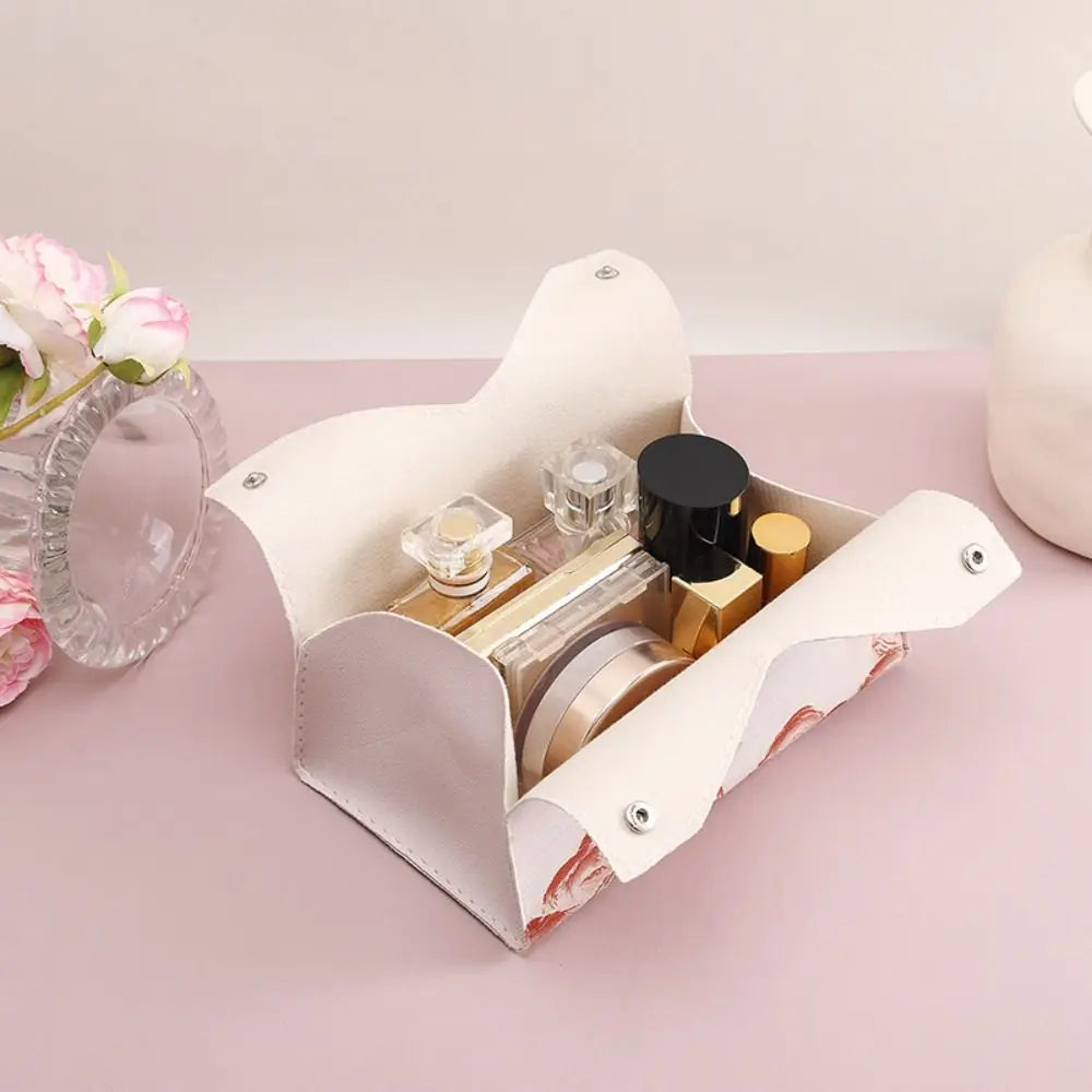 Aesthetic Pink Leather ✅Tissue Box with Oil Painting Design