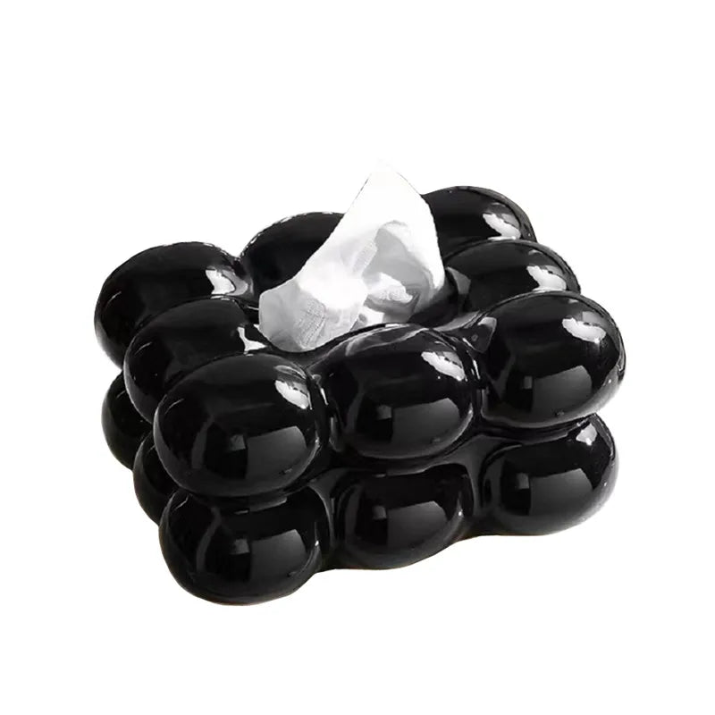 Ceramic Tissue Box with Drawer – Cotton Candy Style