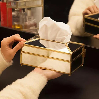 Luxury European-Style Mirror Glass Tissue Box