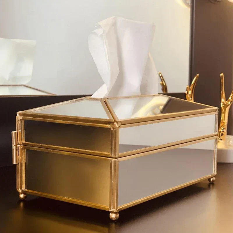 Luxury European-Style Mirror Glass Tissue Box