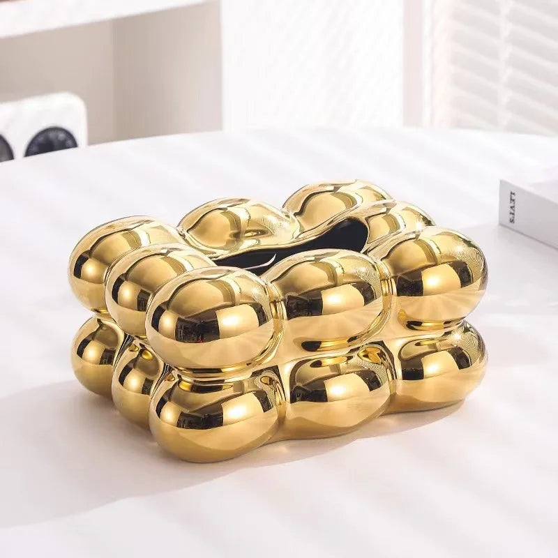 Ceramic Tissue Box with Drawer – Cotton Candy Style