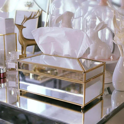 Luxury European-Style Mirror Glass Tissue Box