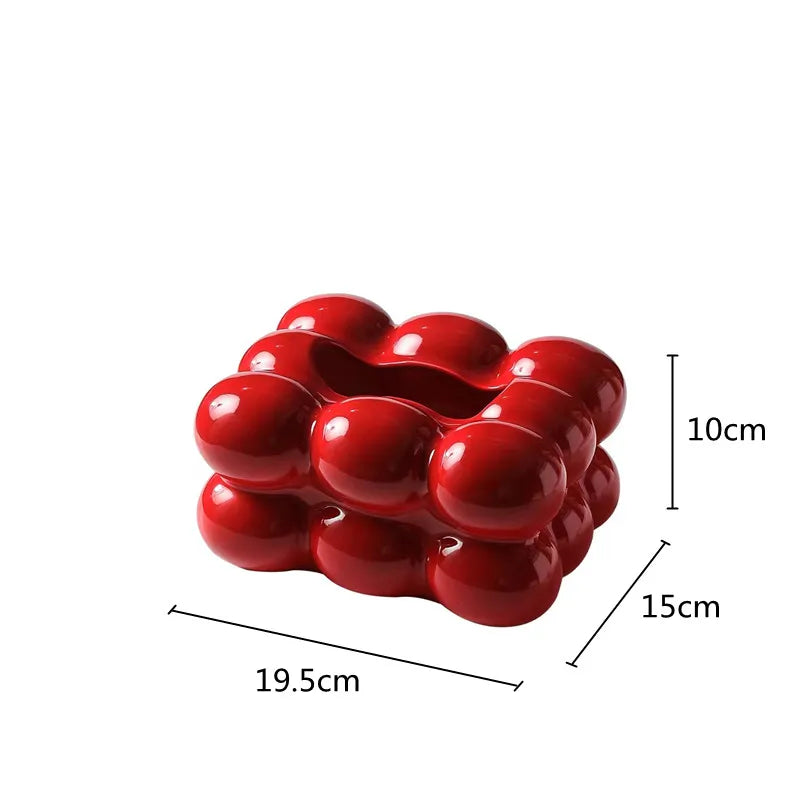 Ceramic Tissue Box with Drawer – Cotton Candy Style