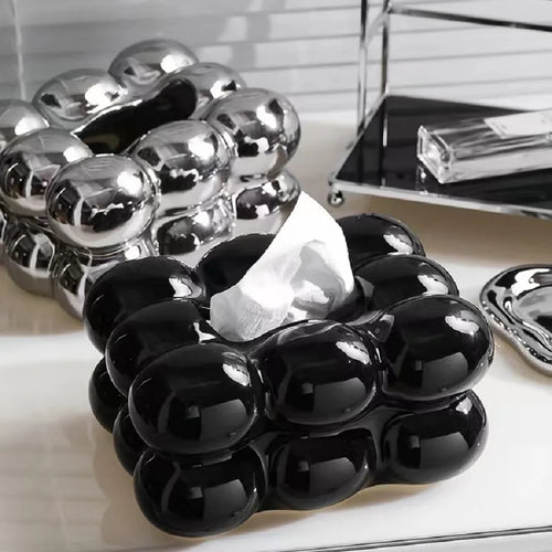 Ceramic Tissue Box with Drawer – Cotton Candy Style