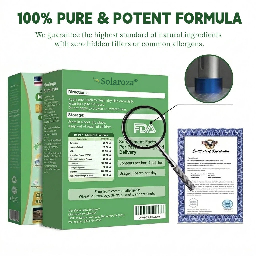 Official Solaroza® Centre | 💫 High-Precision 10-in-1 Weight Loss Patch with Berberine & NAD+